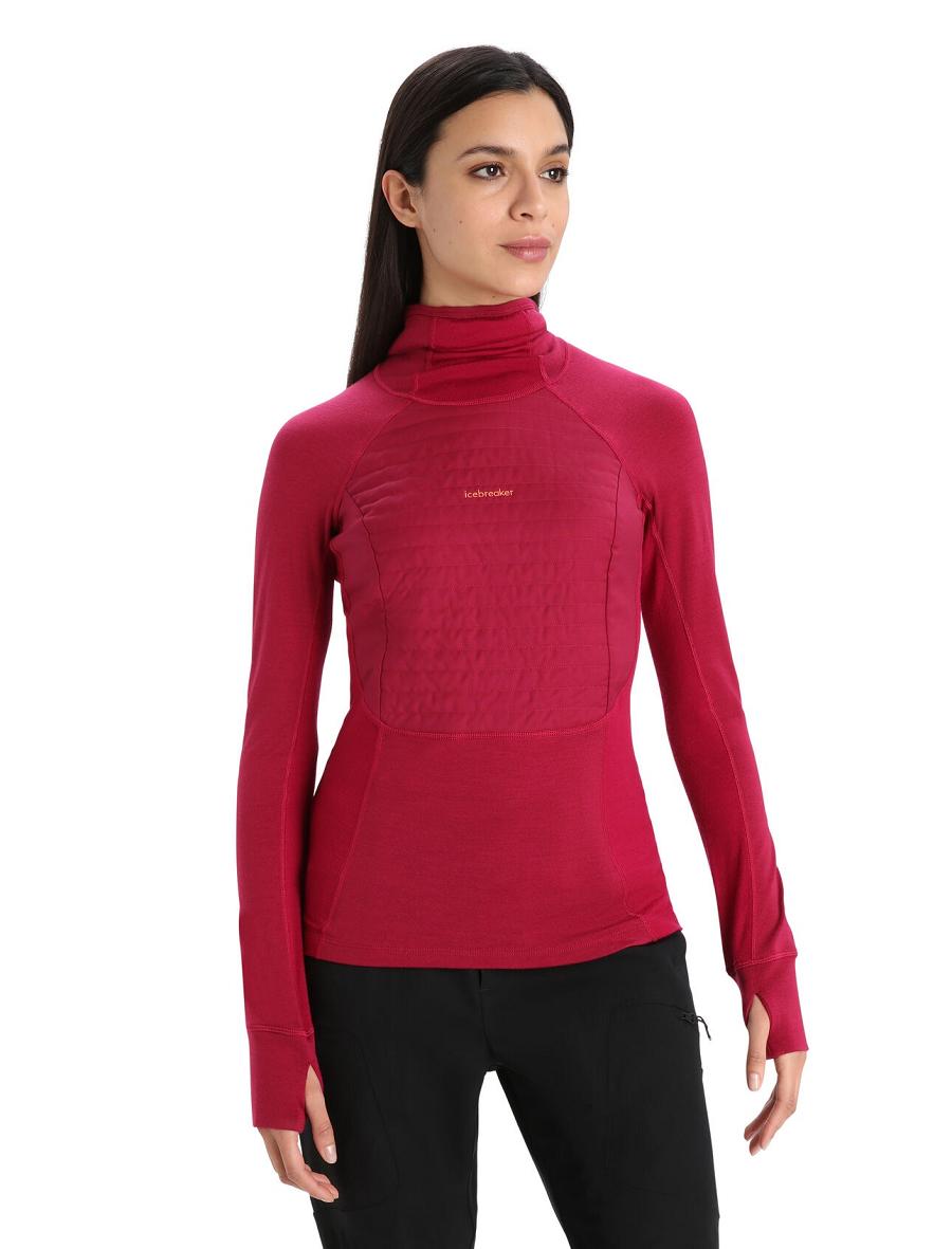 Icebreaker ZoneKnit™ Merino Insulated Long Sleeve Hoodie Naisten Yksiosainen ja sarjat Pinkki | FI 1801RVDW